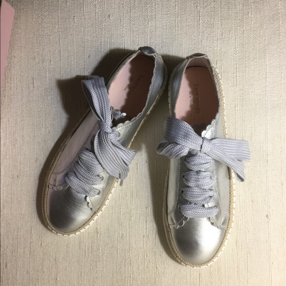 Kate Spade Lena Silver Metallic Sneaker. - Picture 9 of 14